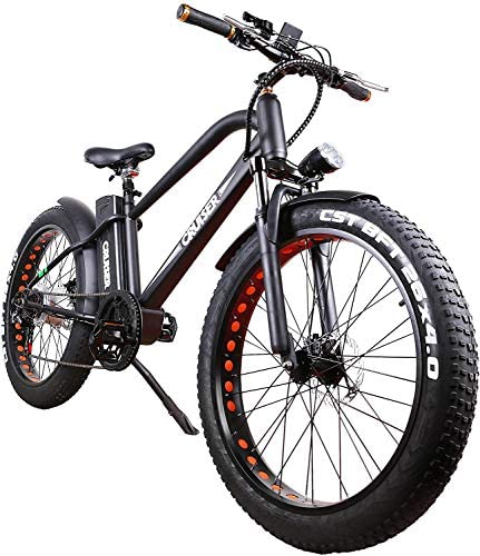 NAKTTO 26″ 500W Electric Bicycle Fat Tire Mountain EBike 6 Speeds Gear Removable 48V12A Lithium Battery Smart Multi Function LED Display – with 48V12A Lithium Battery
