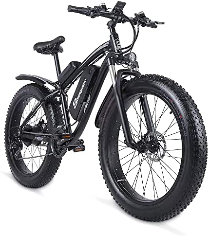 Sheng milo-MX02S 26 Inch Fat Tire Electric Bike 48V 1000W Motor Snow Electric Bicycle with Shimano 21 Speed Mountain Electric Bicycle Pedal Assist Lithium Battery Hydraulic Disc Brake